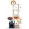 63 Inch Multi-level Cat Tower with Scratching Board and Star Hanging Toys Ideal for Indoor Cats